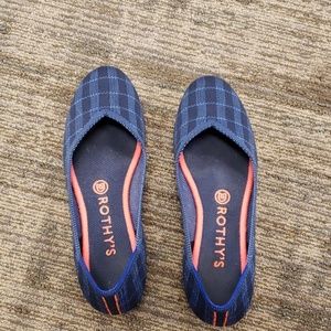 Rothy's blue gingham flat 8